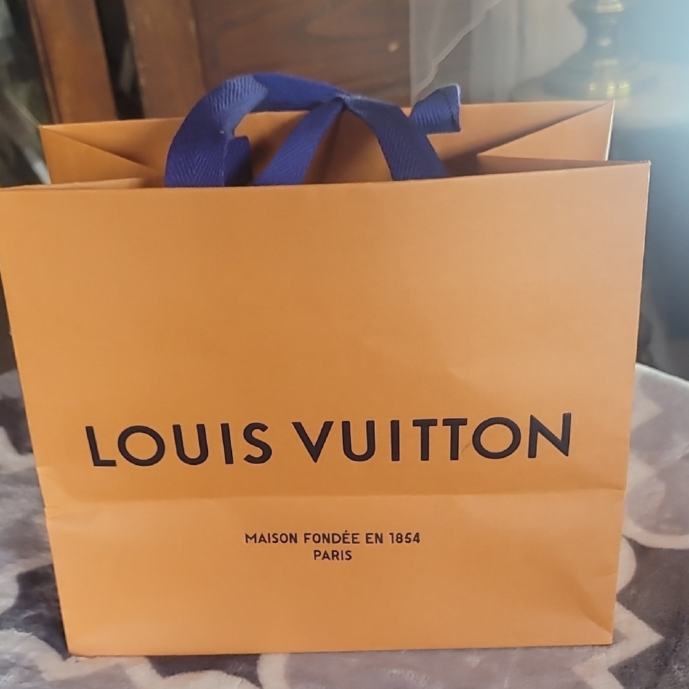 Louis Vuitton Tangerine Bag with Navy Handles